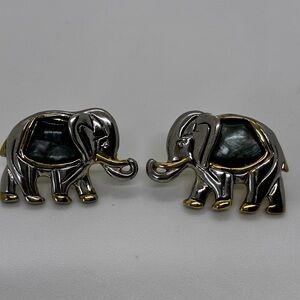 Silver and Gold Elephant Earrings
